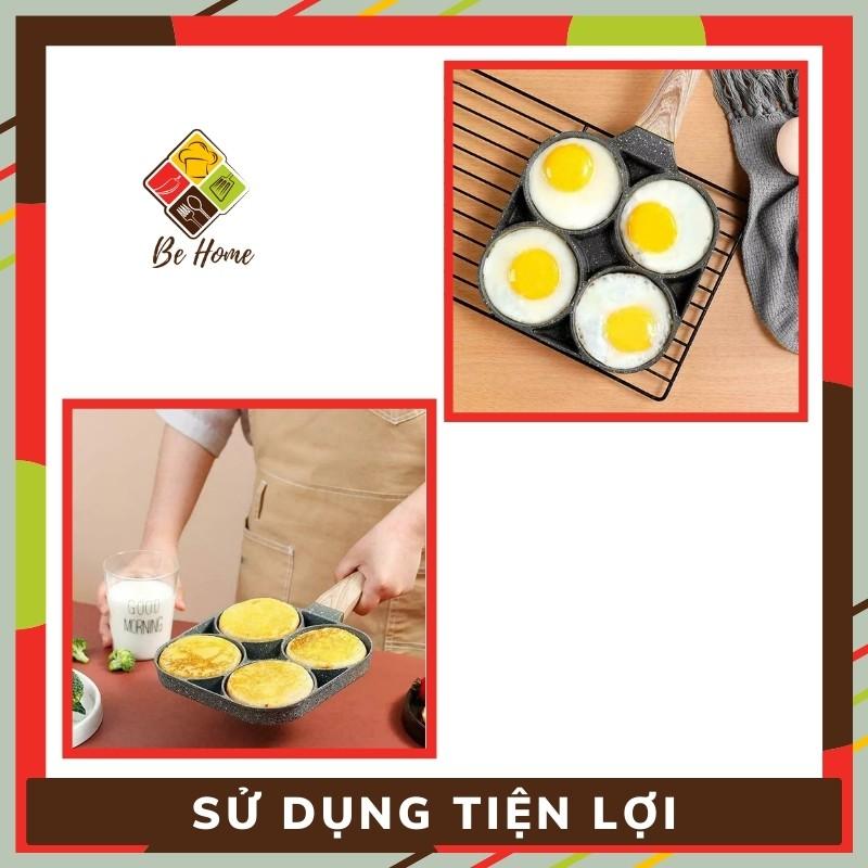 Khuôn Chảo Chiên Rán Trứng Làm Bánh 4 Ngăn 4 Lỗ Chống Dính - 4 Ngăn tay cầm cách nhiệt- An Toàn Cho Người Sử Dụng