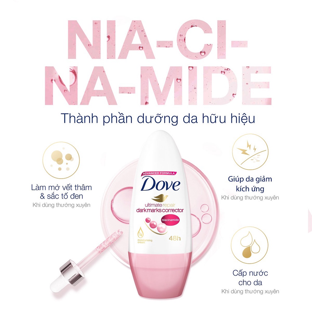 Lăn ngăn mùi giảm thâm & dưỡng sáng đều màu Dove Fresh Lily 40ml