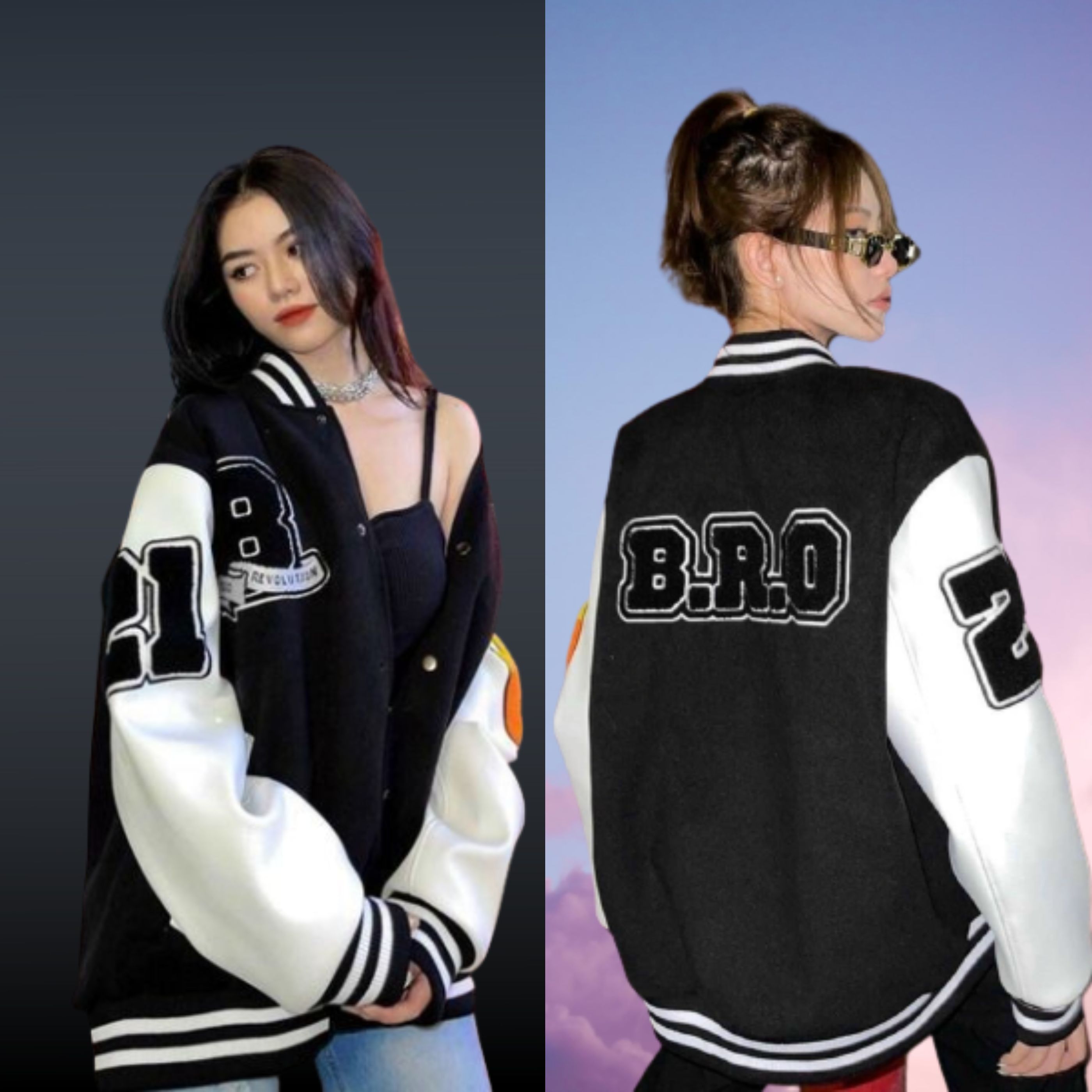 Áo Bomber khoác dù B.R.O nam nữ form rộng Unisex 2 lớp Siêu Hot ulzzang Jacket Bomber