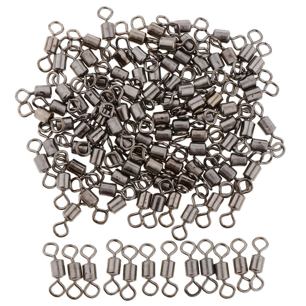 100pcs Fishing Barrel Bearing Roll Swivel Fixed Connector Snap