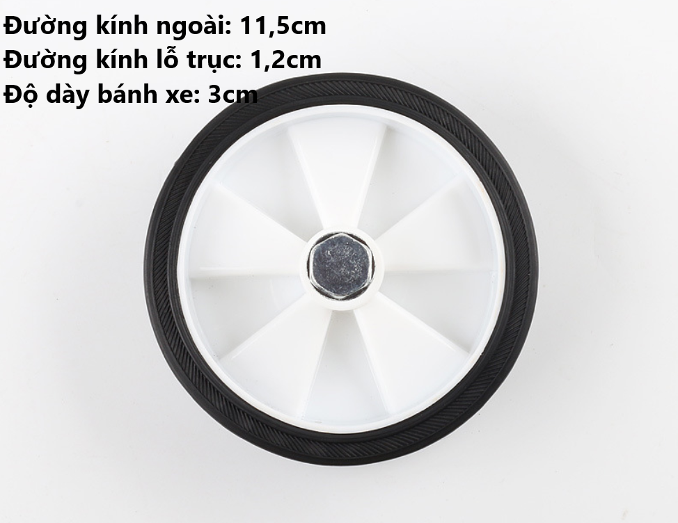 Bánh xe nhỏ kích thước 11,5 x 3 1,2 cm kèm ốc gắn