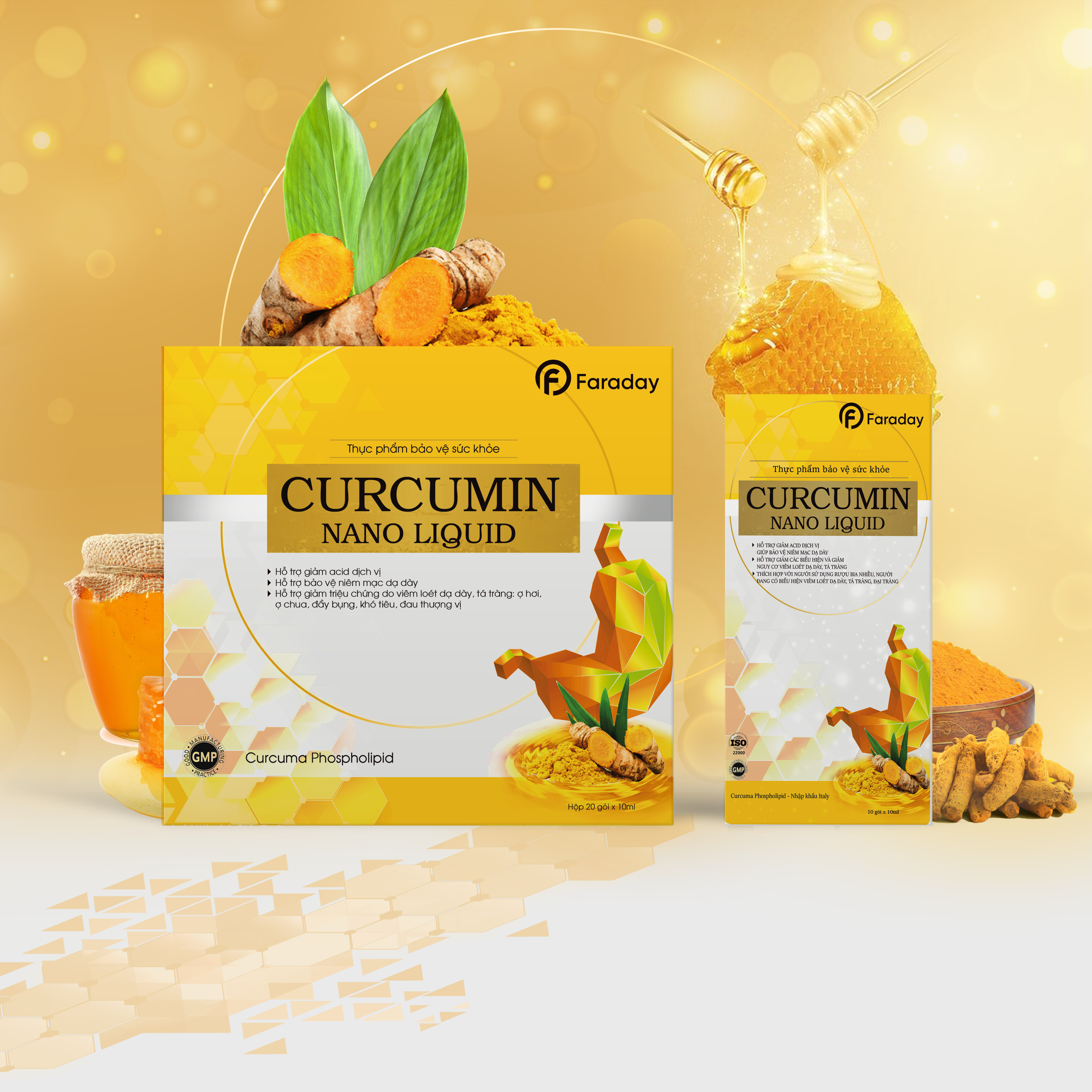 Curcumin Nano Liquid - Cải Thiện Các Vấn Đề Dạ Dày, Tá Tràng, Hỗ Trợ Bảo Vệ Niêm Mạc Dạ Dày - 20 gói