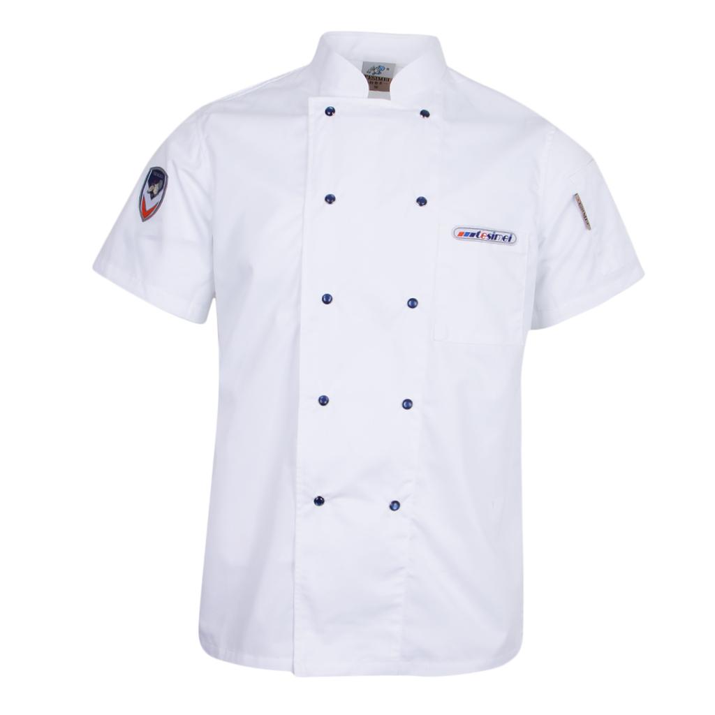Professional Womens Mens Chef Jacket Coat Uniform Short Sleeve Hotel Kitchen Cook Apparel