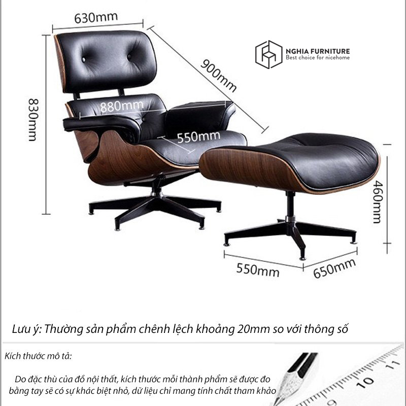 Ghế thư giãn Nghia furniture EAMES LOUNGE - Biểu tượng ghế thư giãn cao cấp vượt thời gian