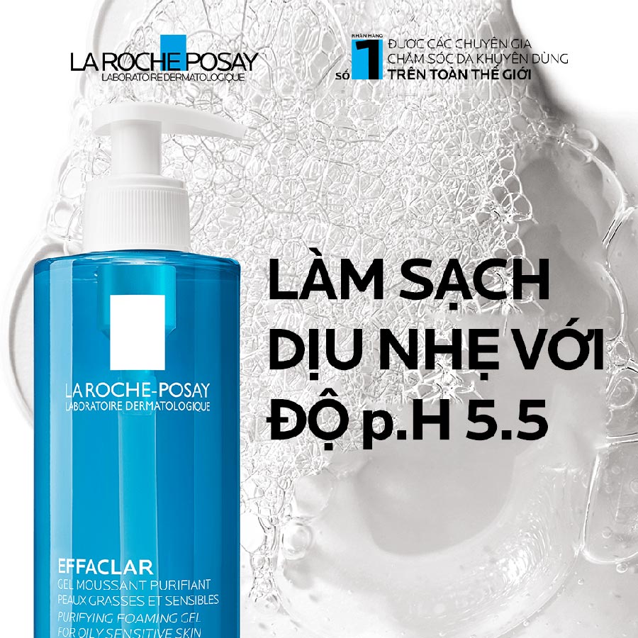 Gel rửa mặt tạo bọt làm sạch dành cho da dầu nhạy cảm La Roche-Posay Effaclar Foaming Gel 400ml