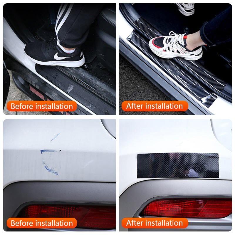 Miếng dán cản cửa ô tô 5D sợi carbon chống trầy