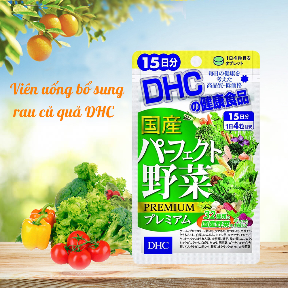 Viên Uống DHC Perfect Vegetable Premium Rau Củ Quả Nhật Bản Tổng Hợp Bổ Sung Chất Xơ, Giảm Nổi Mụn, Nóng Trong, Làm Đẹp Da