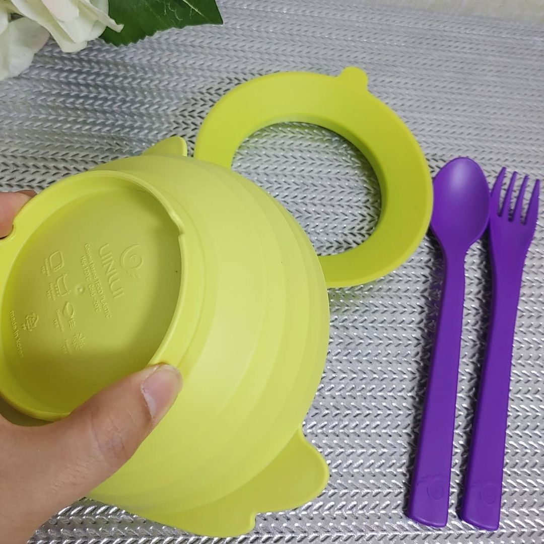 Set bát+ thìa dĩa ăn dặm Uinlui làm từ dừa, set ăn dặm an toàn cho bé