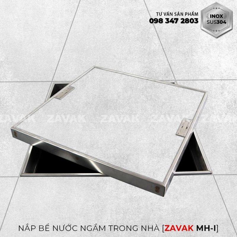 Nắp bể nước ngầm trong nhà Zavak MH-I60. chất liệu inox 304 chống gỉ, nắp lát gạch âm sàn kt 60x60cm