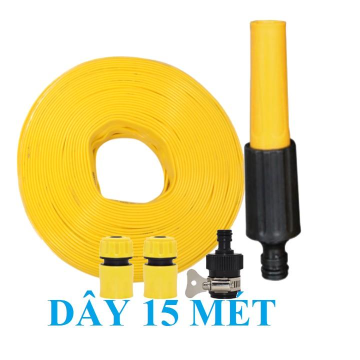 Vòi Xịt Nước️ Bộ dây vòi xịt nước rửa xe, tưới cây , loại 15m 206587 cút sập,nối đen+ đai