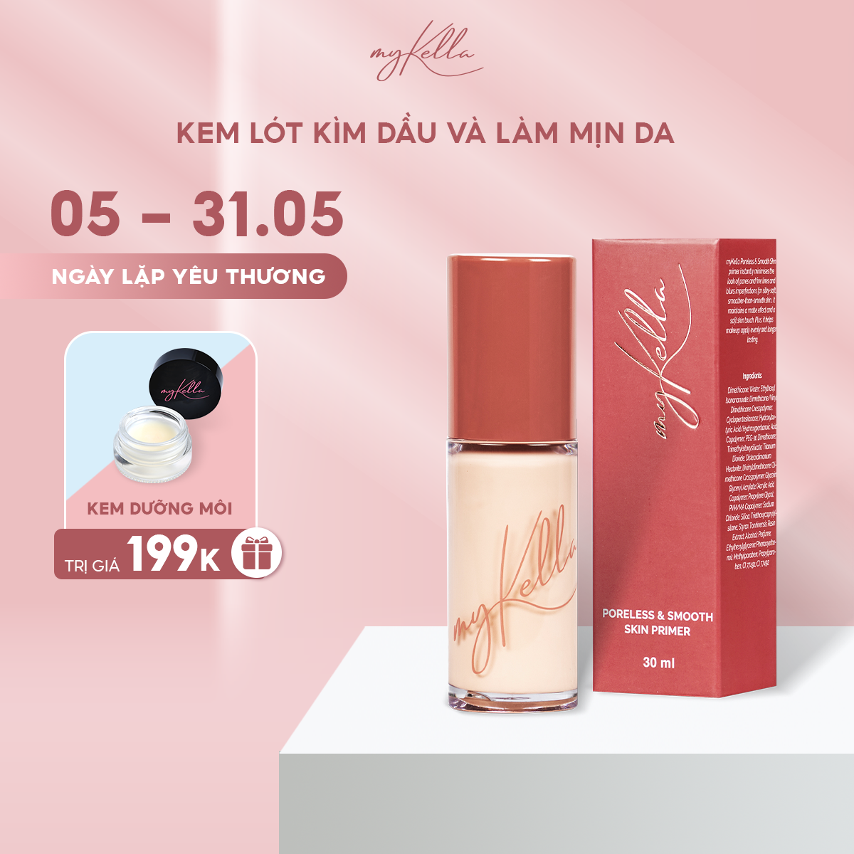 Kem Lót myKella Trang Điểm Kiềm Dầu, Mịn Da 30ml