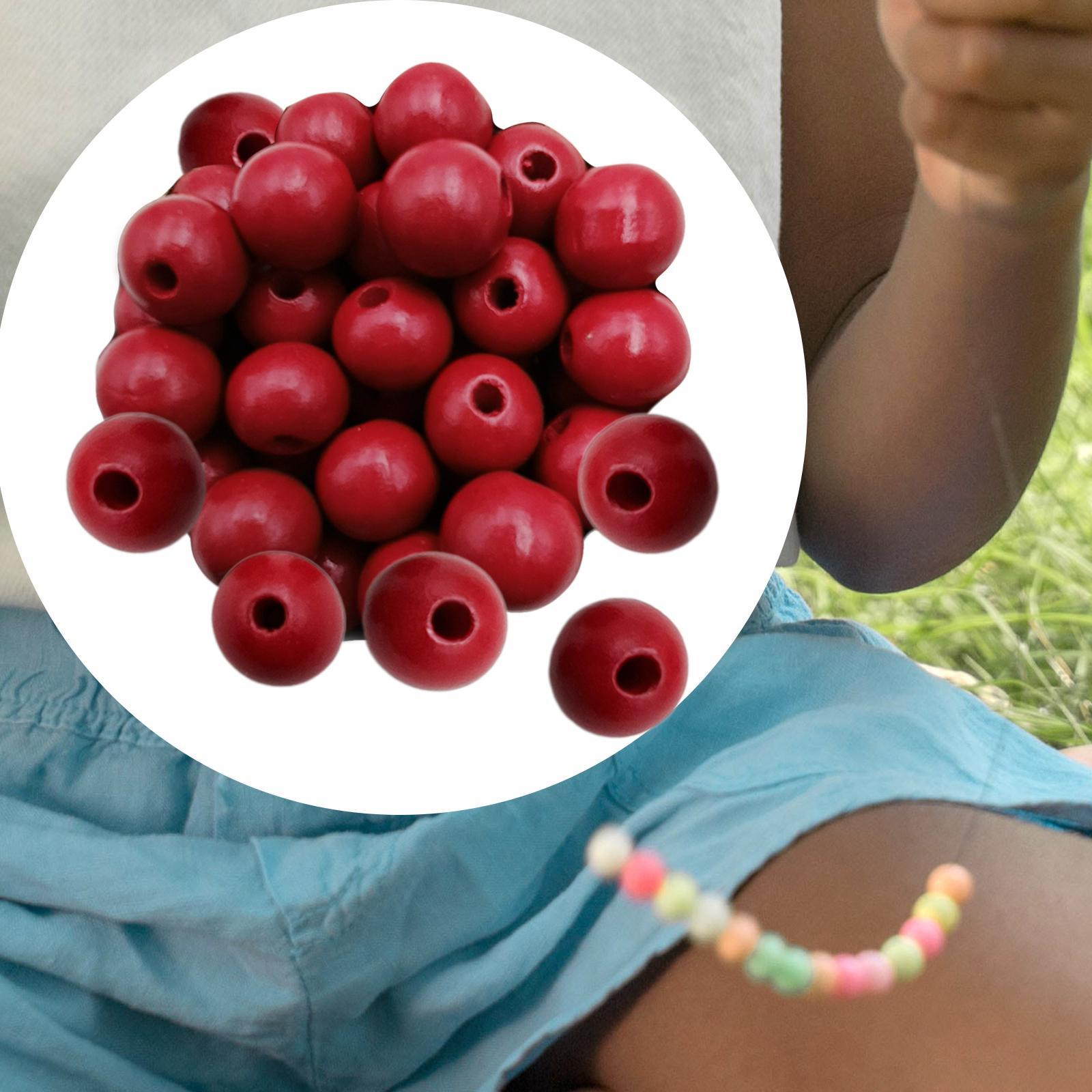 Wood Beads Unfinished Round Colorful Spacer Beads Wooden Beads for Crafts DIY Halloween