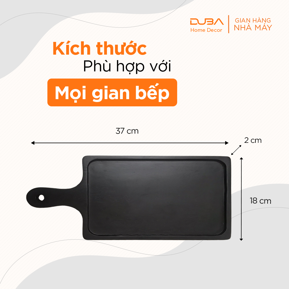 Khay gỗ decor chữ nhật có tay cầm, Thớt gỗ trang trí ăn steak màu óc chó hàng Master Chef - đạt tiêu chuẩn xuất Mỹ