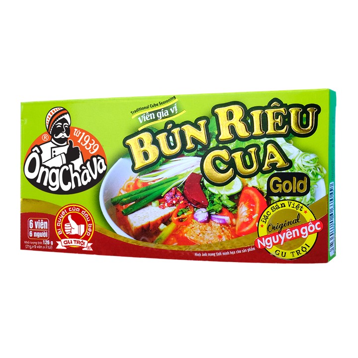 Viên Gia Vị Bún Riêu Cua Ông Chà Và Gold 126g (Crab Chowder Rice Noodle Soup Cubes)