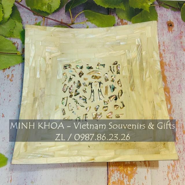 Bộ 2 Đĩa Vuông Khảm Trai Đựng Bánh Kẹo - Mother Of Pearl Tray