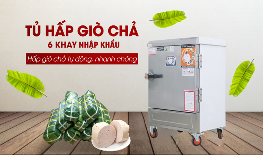 Tủ Hấp Giò Chả,Thực Phẩm 30 Kg/Mẻ Dùng Điện 6 Khay Nhập Khẩu NEWSUN, Hấp Đa Dạng, Năng Suất Cao - Hàng Chính Hãng