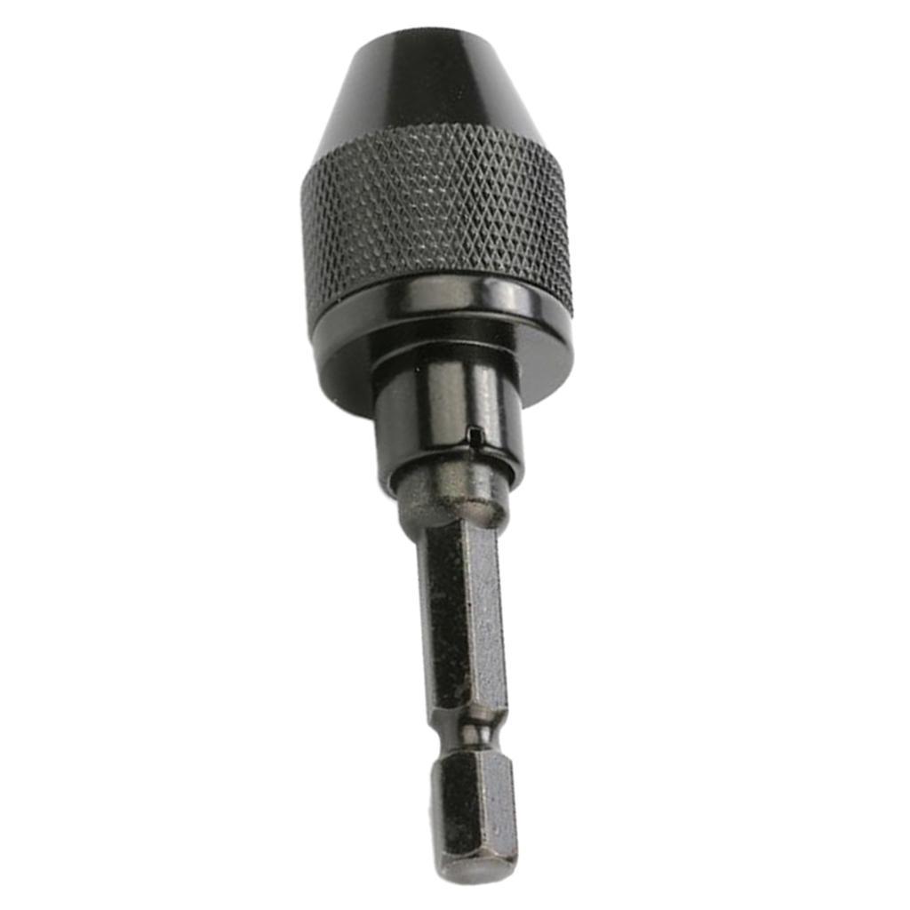 2X 0.3-6.5mm 3-Jaw 1/4" Hex Handle Drill Chuck Quick Change Bit  Black