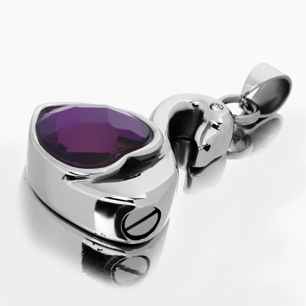 Swan Heart Crystal Cremation Pendant Urn Necklace keepsake Pet Ash Holder