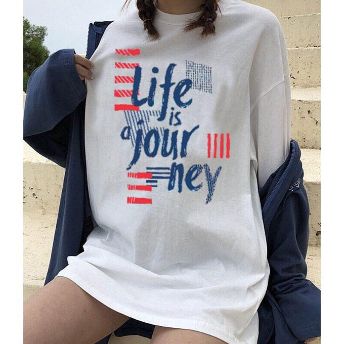 Áo Thun OVERSIZE UNISEX LIFE IS JOURNEY Cực Xinh, Hàng Thun Dày Mịn