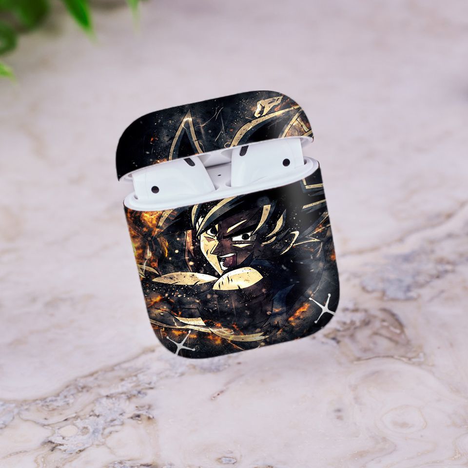 Miếng dán skin chống bẩn cho tai nghe AirPods in hình Dragon Ball - Goku 3 - 7vnr72 (bản không dây 1 và 2