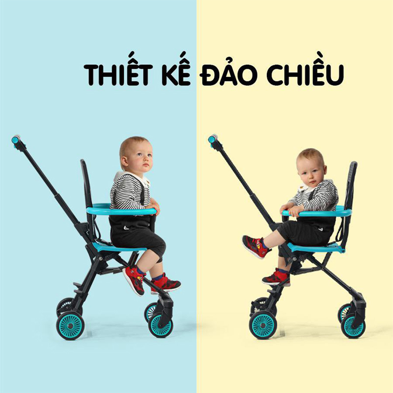 Xe đẩy gấp gọn, Xe đẩy du lịch đảo chiều gấp gọn siêu nhẹ Playkids có mái che nắng, trọng lượng chỉ 3,7kg, để được đằng trước xe máy, gấp gọn đựng được trong vali xách tay (TẶNG KÈM BỘ ĐỒ CHƠI XÚC XẮC ĐÁNG YÊU CHO BÉ)