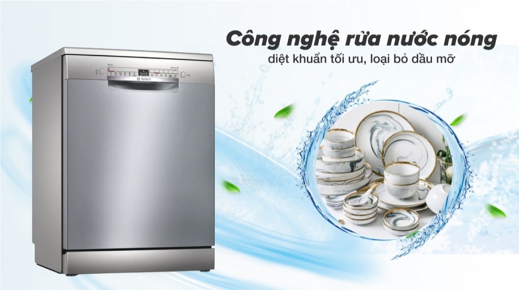 Máy rửa chén bát độc lập Bosch SMS2HAI12E (Series 2) - 13 bộ chén đĩa - 6 chương trình rửa - Hàng Chính Hãng