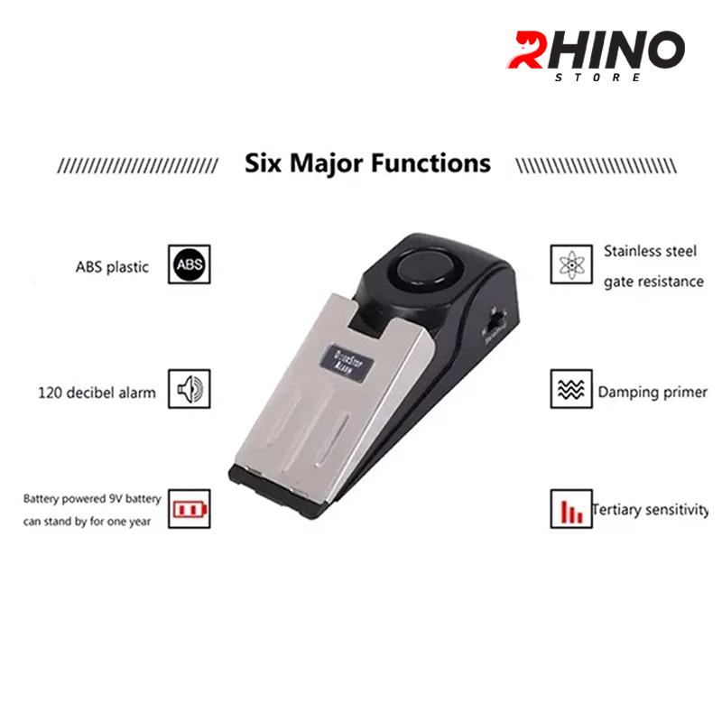 (Sẵn Pin) Chuông chặn cửa, kẹp cửa chống trộm Rhino C02 120DB cảnh báo lớn hàng chính hãng