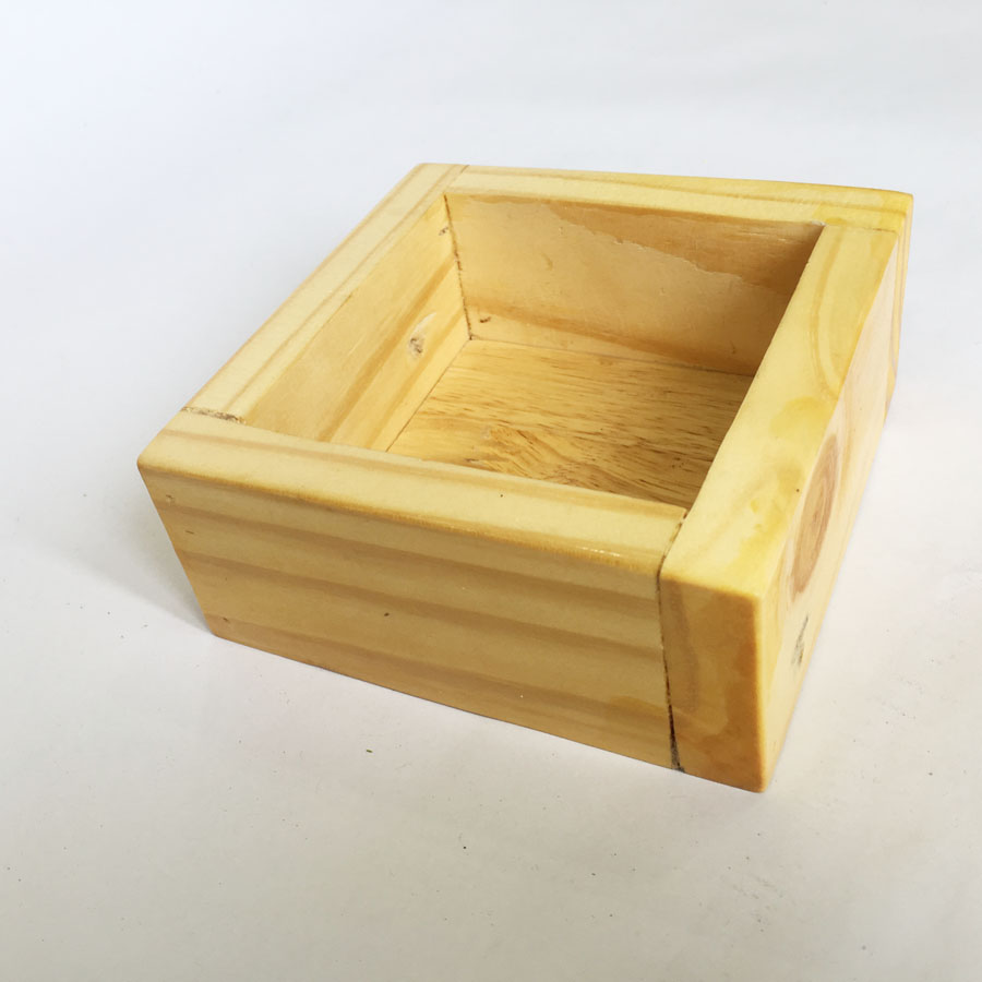 Chậu gỗ thông 10x10x5cm đa năng - cắm hoa / hộp đựng đồ / kệ trang trí