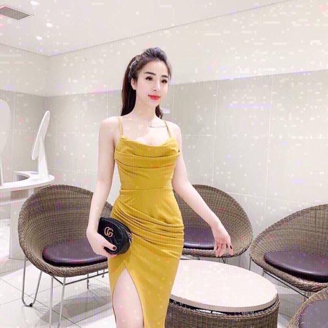 Body trơn thần thánh 2 dây xếp ly xẻ đùi cao siêu hot