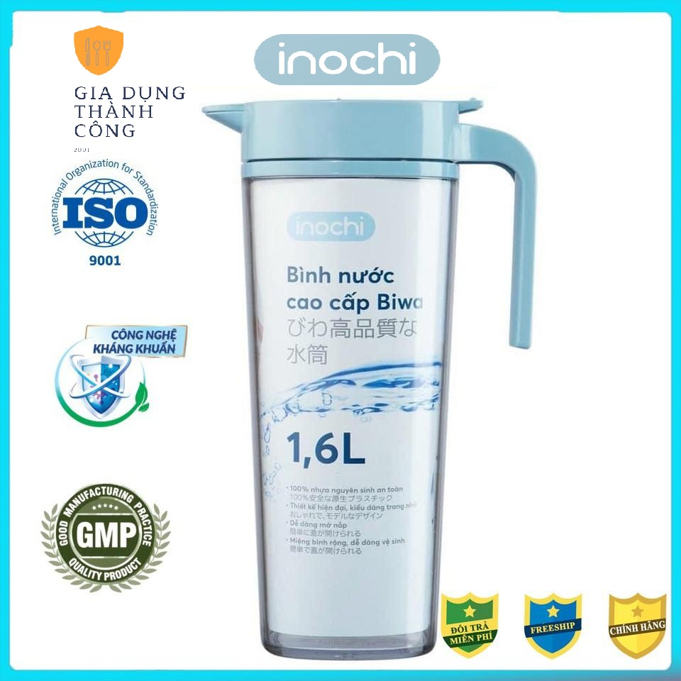 Bình nước nhựa ,cao cấp Biwa INOCHI 1.6L đựng nước giữ nhiệt cho bé mini cute BOET1.6L