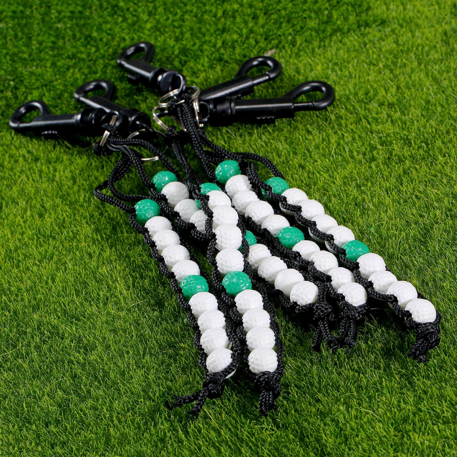 Câu Lạc Bộ Golf Bện Nylon Đột Quỵ Bắn Chuỗi Hạt Putt Số Điểm Phản Thủ Môn Ghi Điểm Nhựa Hạt Bóng Golf Với Carabiner Snap Clip