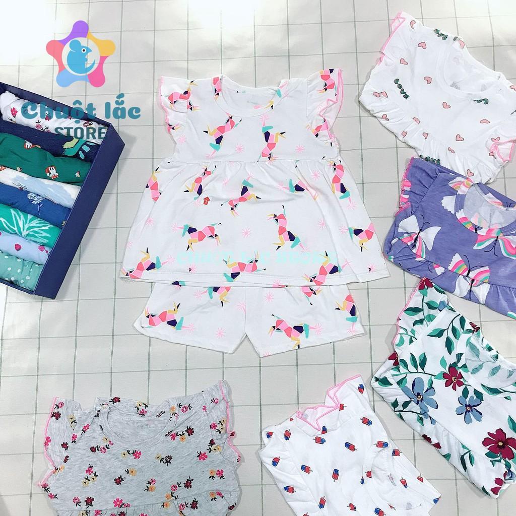 Combo 2 bộ quần áo bé gái cotton xuất dư kiểu babydoll cho bé từ 8kg đến 18kg