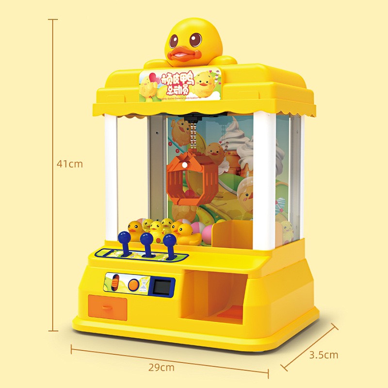 Máy gắp thú mini siêu rẻ, máy gắp thú vịt vàng cao 41cm kèm gấu và xu đồ chơi cho bé nhựa abs loại 1 - Quà tặng hấp dẫn cho bé
