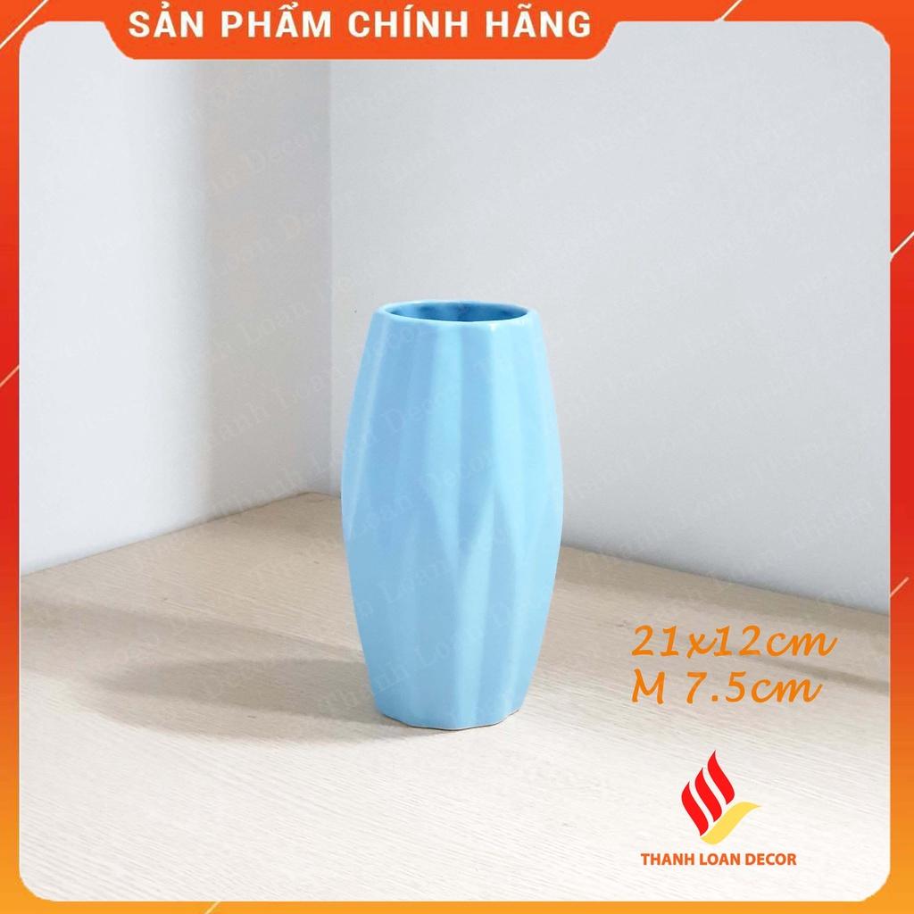 Lọ hoa gốm Bát Tràng - Bình hoa men mát cao 21cm dáng mũi tên trang trí để bàn