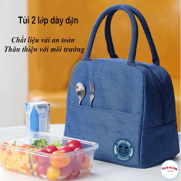 Hộp cơm thủy tinh 3 ngăn tặng kèm túi đựng giữ nhiệt 2 lớp Lunch Bag cao cấp 00995