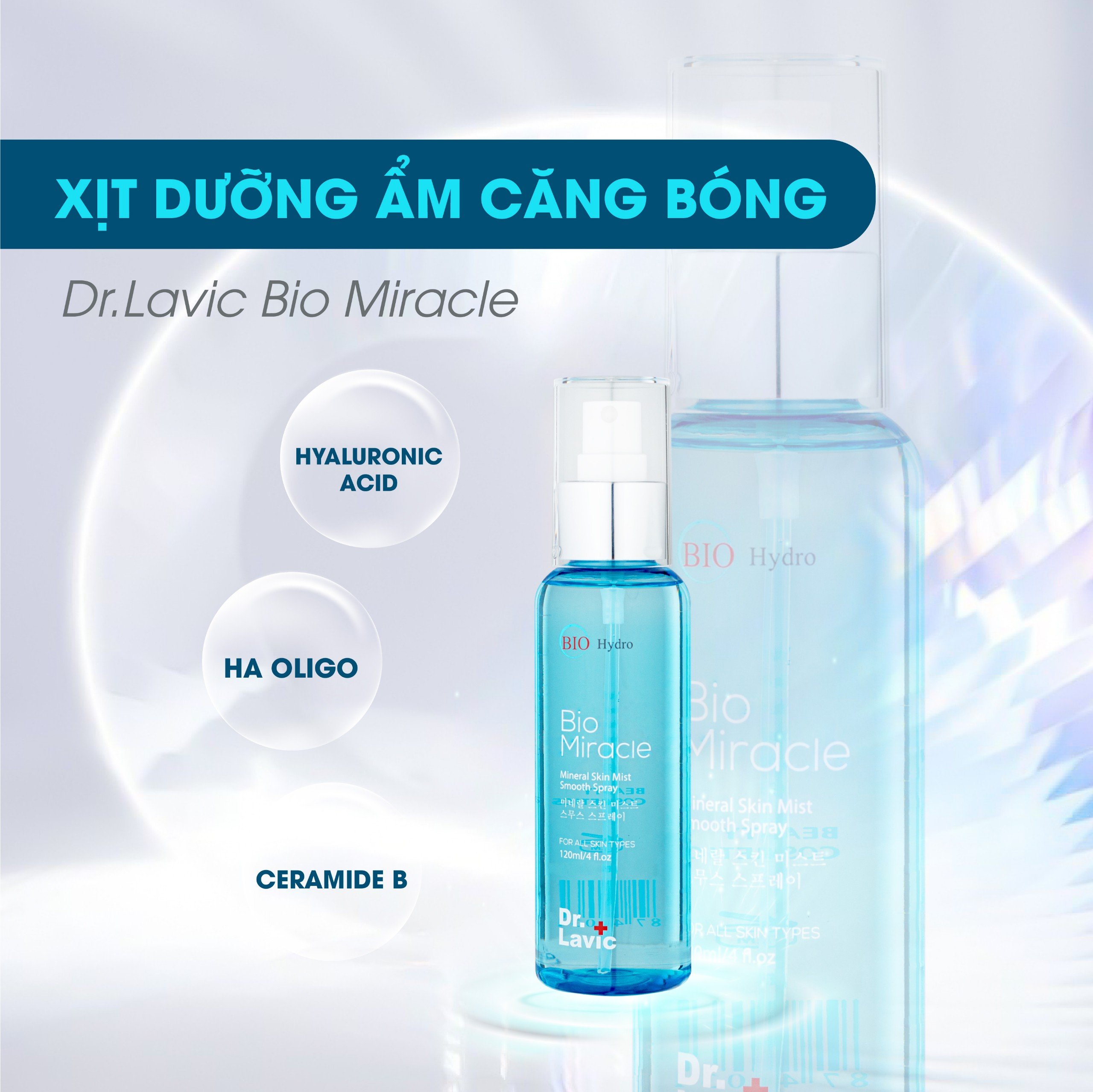 Xịt khoáng mặt dưỡng ẩm Dr.Lavic Bio Miracle dưỡng da cấp nước công nghệ USA 120ml DR933