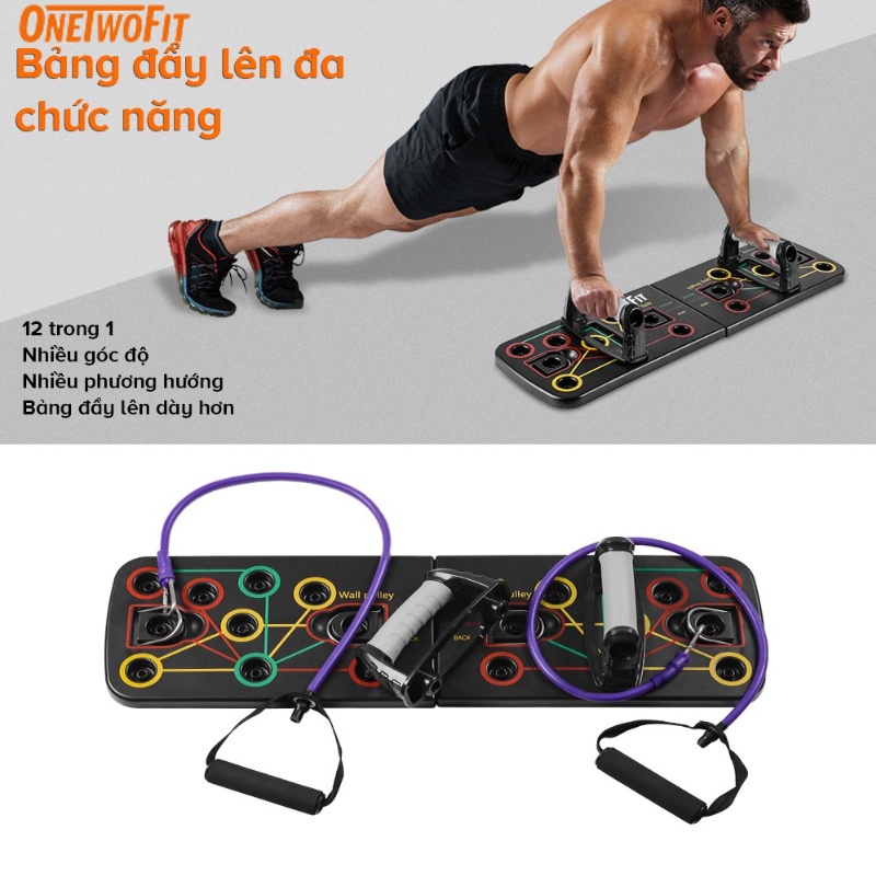 OneTwoFit Dụng cụ tập hít đất chống đẩy đa năng 12 trong 1, Bộ bàn khung tập chống đẩy gym tại nhà ngực tay vai OT191