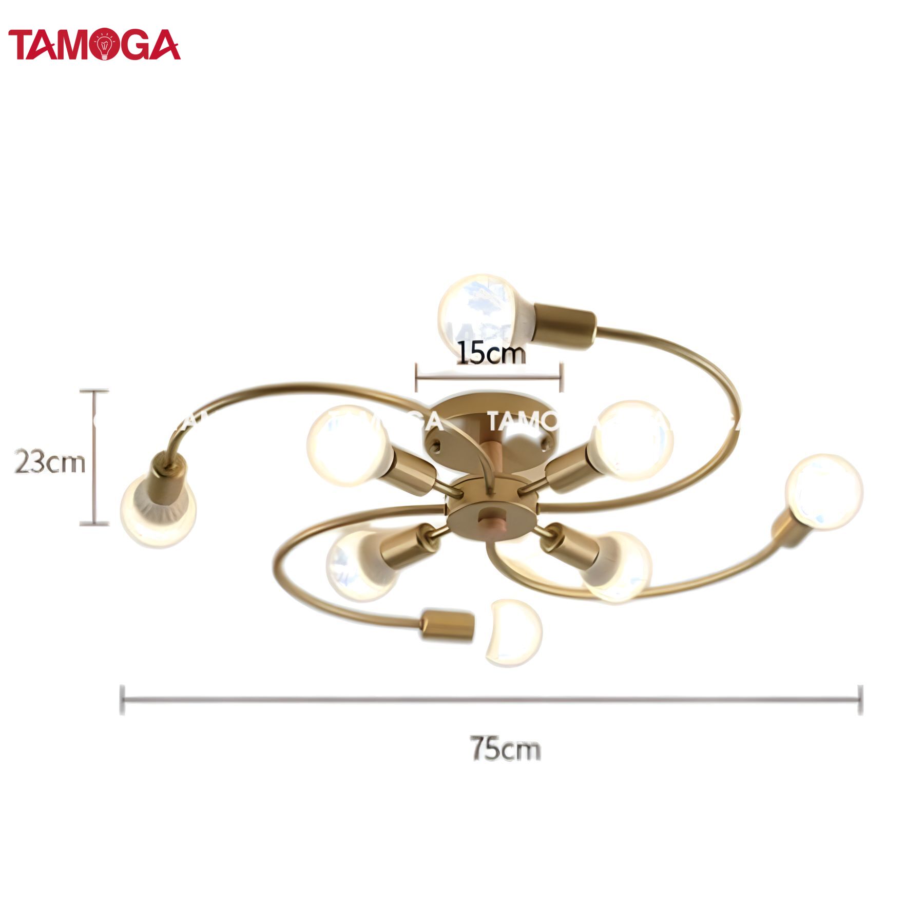 Đèn treo trần phòng khách chữ S 6/8 tay TAMOGA EVINSY 1190+ Tặng kèm bóng led