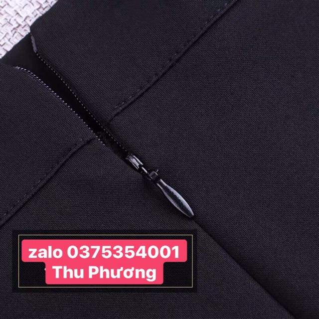 Chân váy chữ A xẻ trước có khoá séc kéo