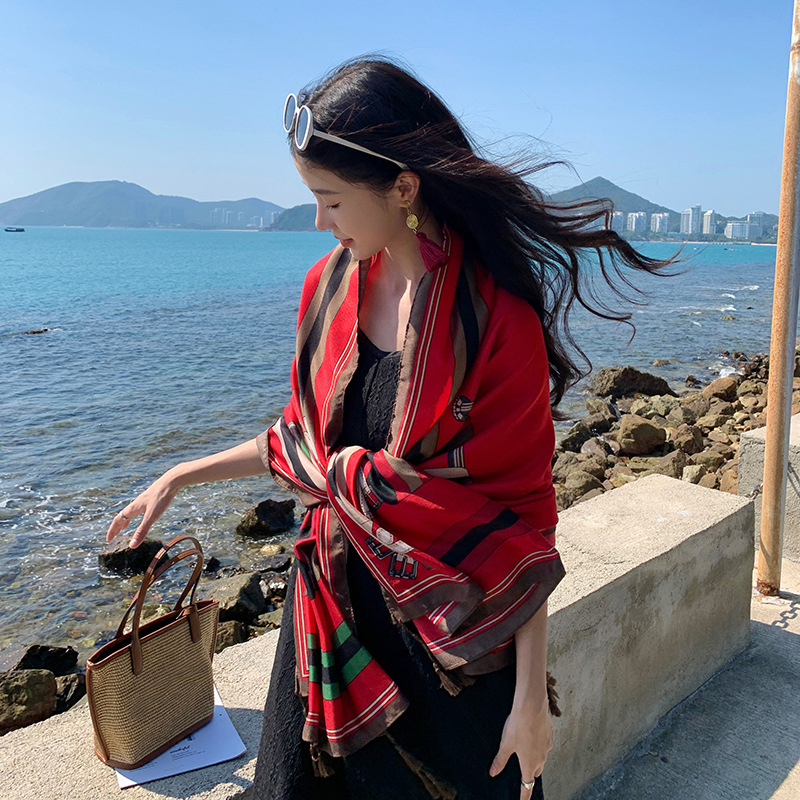 Khăn Choàng Boho Đi Biển, Khăn Quàng Cổ Họa Tiết Thổ Cẩm Mỏng Nhẹ (Nhiều Mẫu)
