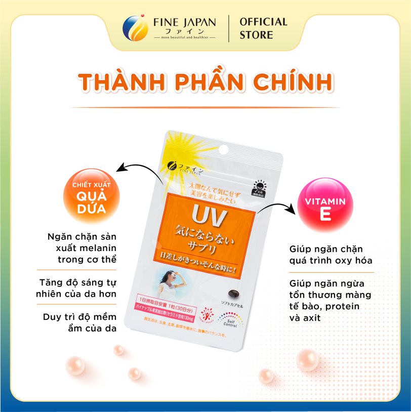 Viên Uống Chống Nắng Fine Japan Uv Care Plus Hạn Chế Lão Hóa Da, Giúp Da Sáng Mịn 30 Viên