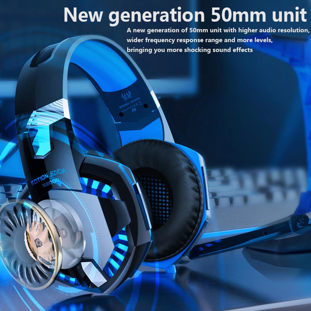 G2000 Tai Nghe Chơi Game Khoét Sâu Bass Stereo Casque Có Dây Tai Nghe Game Thủ Chụp Tai Có Mic Cho PS4 PS5 XBOX