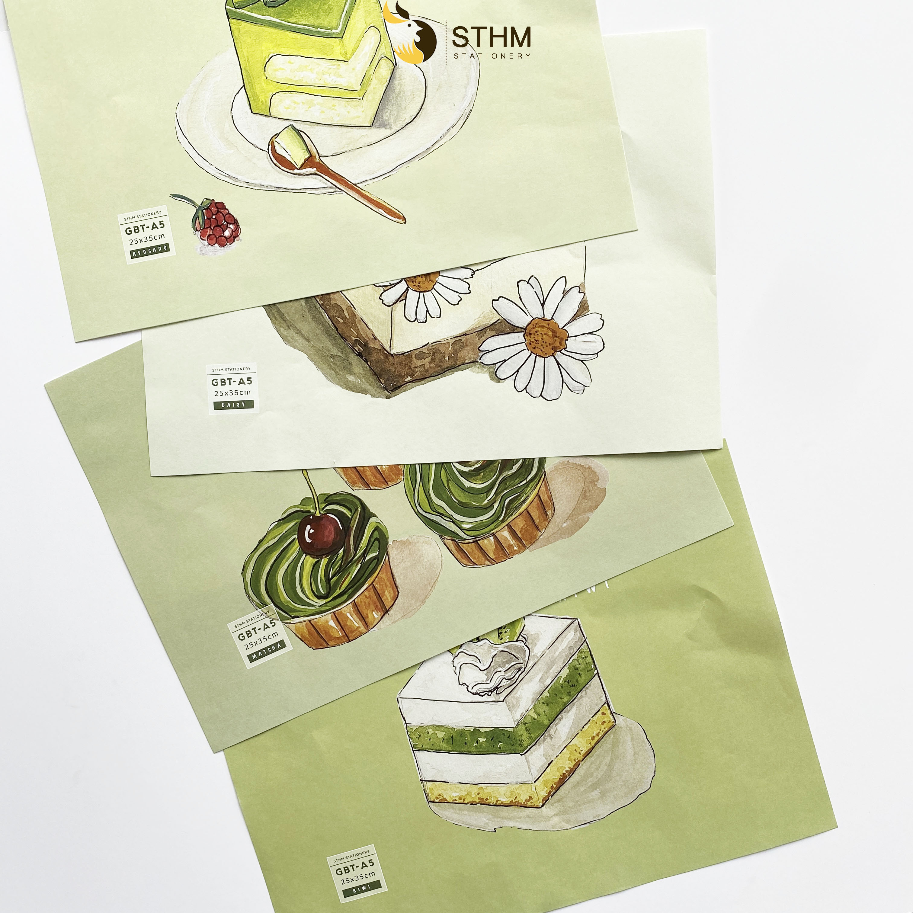 [STHM stationery] - Giấy bao tập A5 - Cake - Kraft trắng 100gsm - Tặng kèm nhãn vở