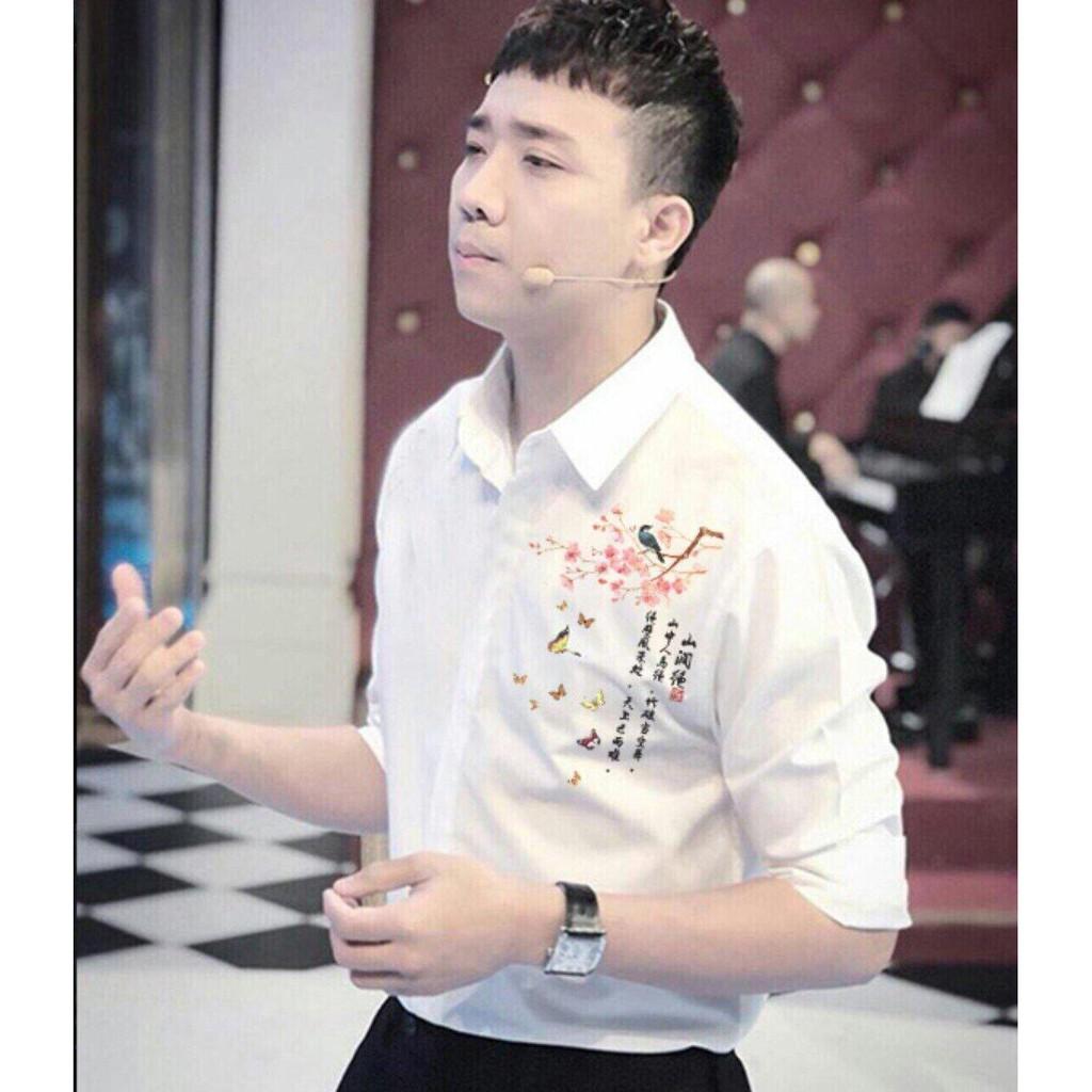 ÁO SƠ MI NAM CHẤT LỤA DÀI TAY PHONG CÁCH HỌA TIẾT CHIM HOA MS 02 MON SHOP