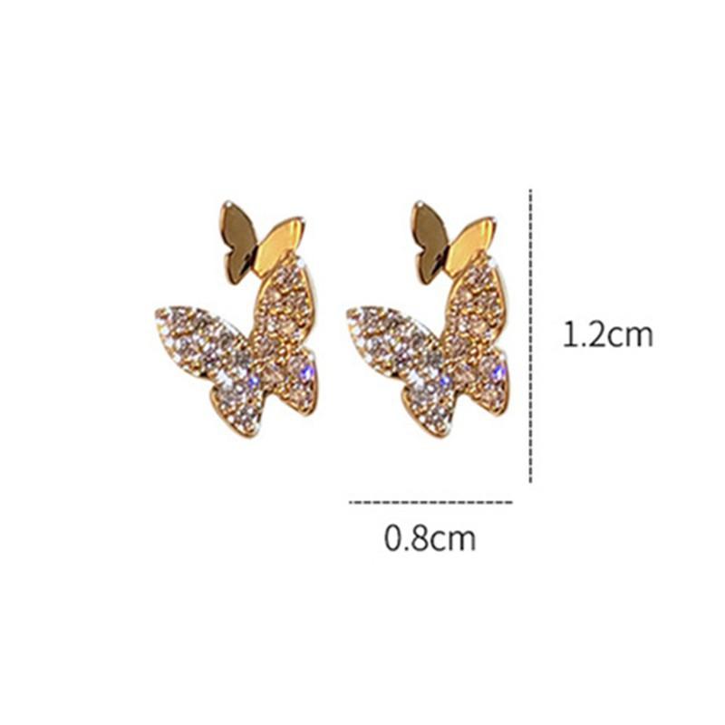Đôi khuyên tai xỏ / Một chiếc khuyên tai kẹp một bên hình cánh bướm đính kim cương xinh xắn dành cho nữ