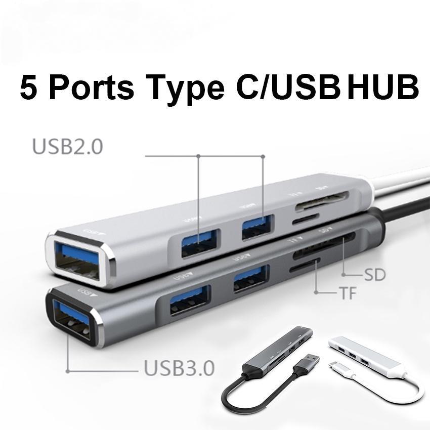 Bộ Chia 5 Cổng USB Type C Sang USB 2.0 USB 3.0 SD TF Card