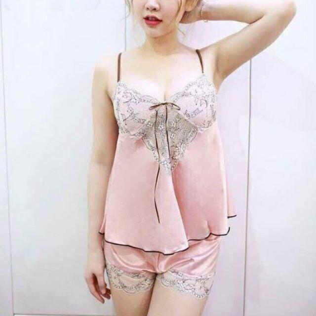 Bộ đùi ngủ 2 dây phi lụa