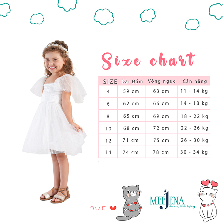 Đầm Bé Gái Công Chúa Lưới Satin Siêu Xinh - MEEJENA 11-34 kg - 1901