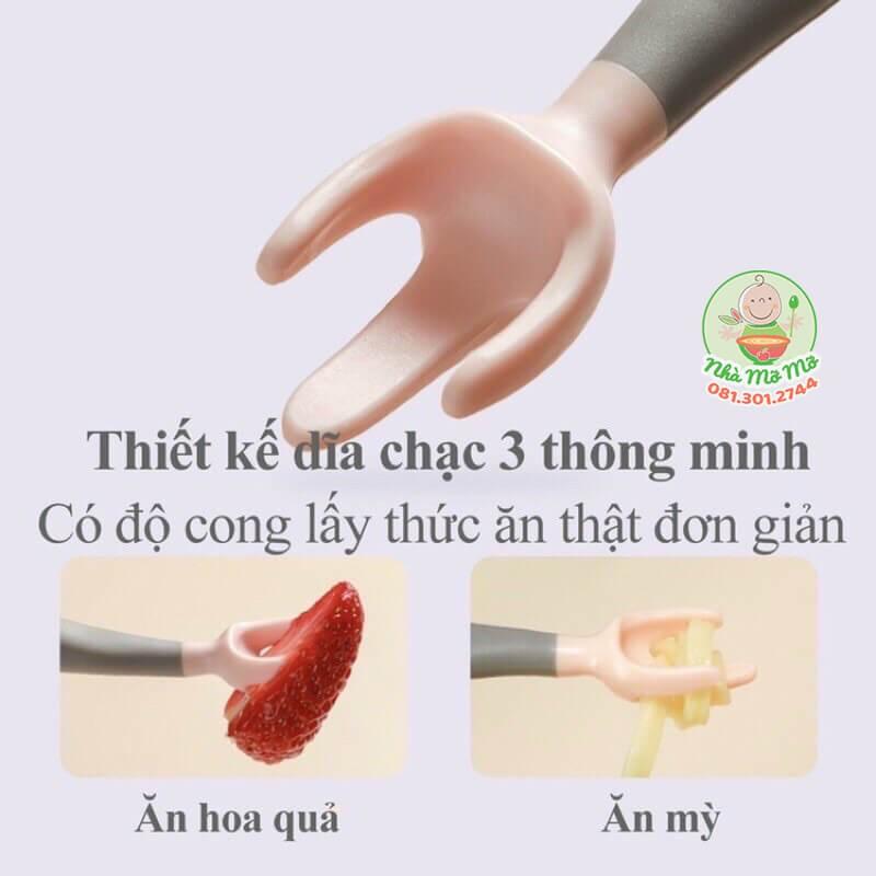 Set Thìa Muỗng Nĩa Cong Cho Bé Tập Xúc