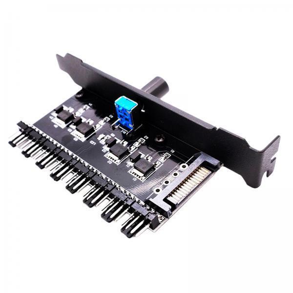 2X 1 3 8 Way PC Case Cooling Fan Hub 4-pin/3-pin Stepless Speed Controller 4